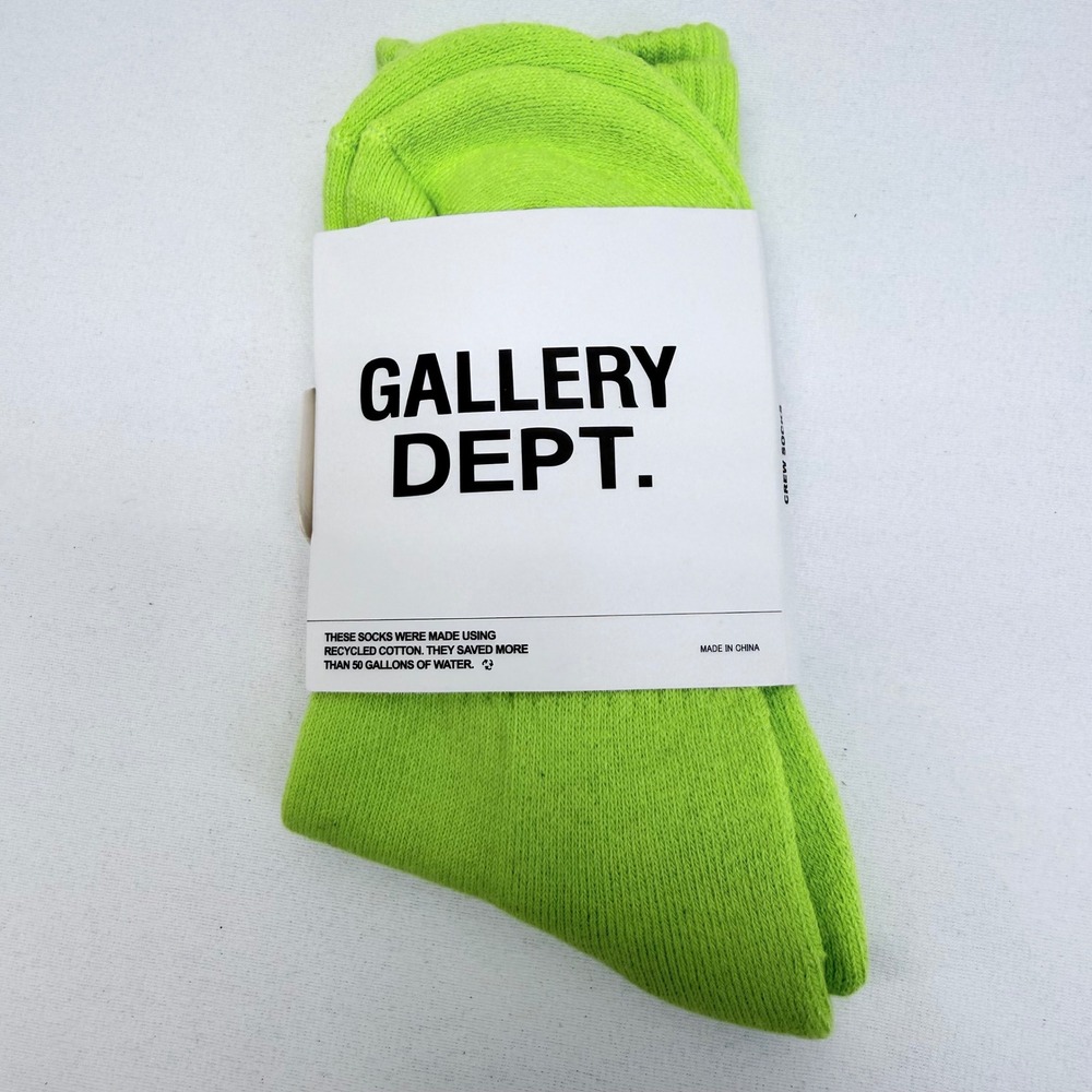 Gallery Dept Clean Socks Neon Lime Green Arvin Made Crew Socks Size M/L 9-13 NEW